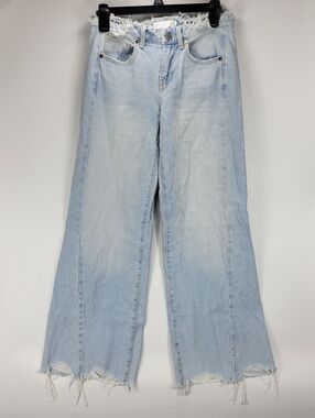 1822 Denim Distressed Raw Hem Flare Leg Light Wash Jeans Women 0/25 Boho Western